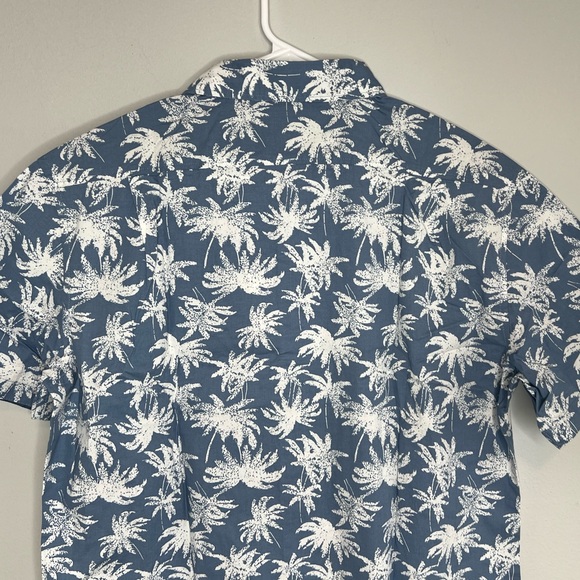 Jachs Blue White Tropical Palm Print Stretch Short Sleeve Button Up Shirt NEW M - Picture 9 of 14